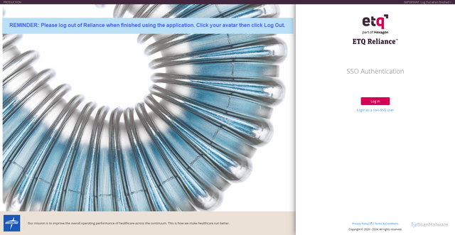 Security scan screenshot of https://medline.etq.com