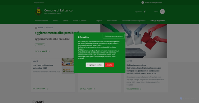 Security scan screenshot of https://comune.lattarico.cs.it/