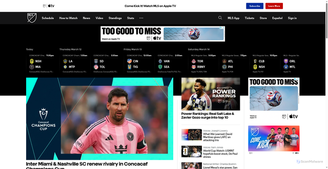 Security scan screenshot of https://mlssoccer.com