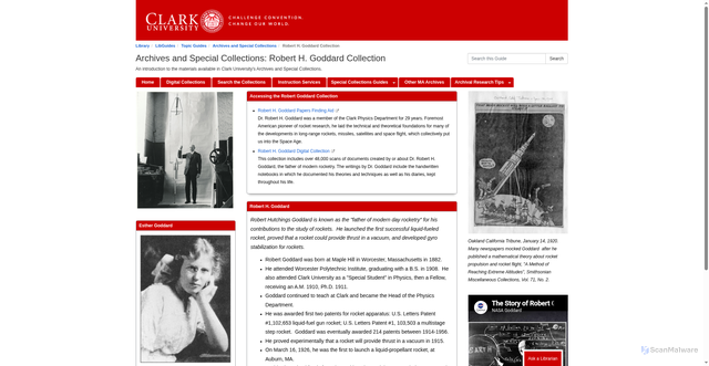 Security scan screenshot of https://clarku.libguides.com/archives/rgoddard
