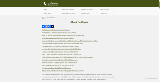 Security scan screenshot of https://www.castate.org/About_California.html