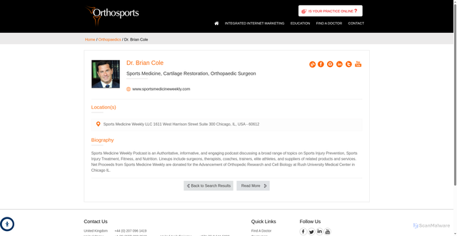 Security scan screenshot of https://www.orthosports.info/dr-brian-cole-9122/