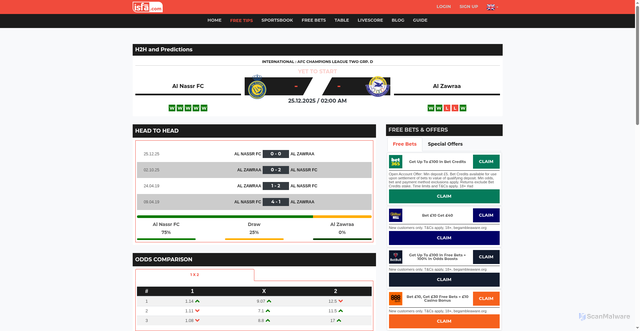 Security scan screenshot of https://www.isfa.com/h2h/4933596