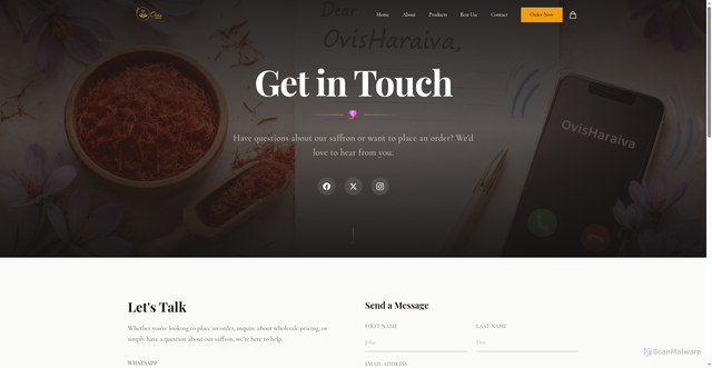 Security scan screenshot of https://ovisharaiva.pages.dev/contact/?subject=wholesale