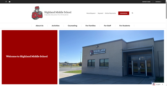 Security scan screenshot of https://hms.highland.wednet.edu/