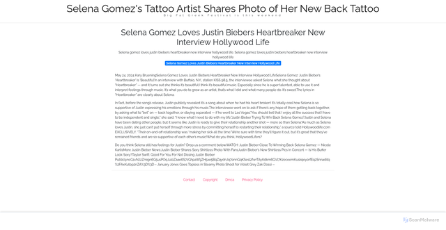 Security scan screenshot of https://peakvistapressblog-7znl34ppkl.edgeone.app/24662-selena-gomez-loves-justin-biebers-heartbreaker-new-interview-hollywood-life.html