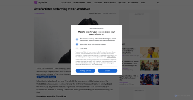 Security scan screenshot of https://www.mpasho.co.ke/entertainment/2026-06-04-list-of-artistes-performing-at-fifa-world-cup