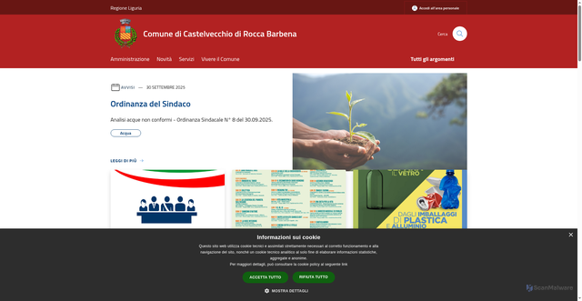 Security scan screenshot of https://www.comune.castelvecchio.sv.it/it