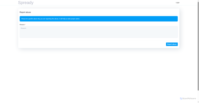 Security scan screenshot of https://mwz.spready.com/campaigns/dt7211bql1a98/report-abuse/vb5069p2wf696/rc8661vakh712