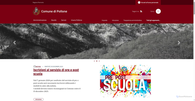 Security scan screenshot of https://www.comune.pollone.bi.it/