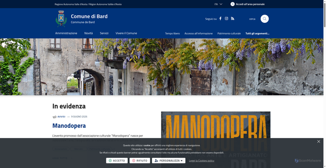 Security scan screenshot of https://www.comune.bard.ao.it