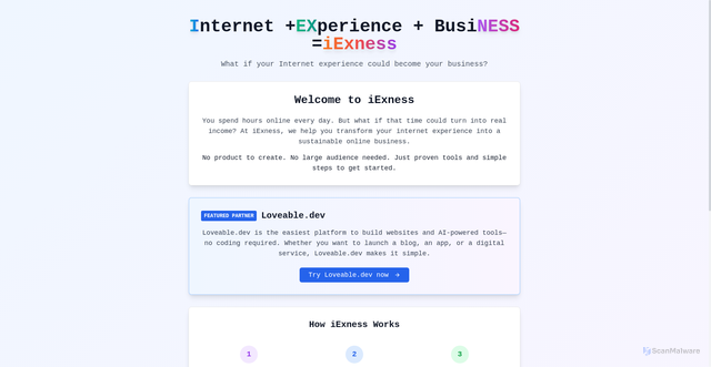 Security scan screenshot of https://iexness.com/