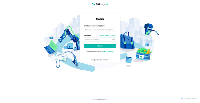 Security scan screenshot of https://siapkerja.kemnaker.go.id