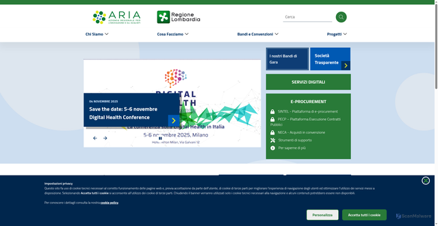Security scan screenshot of https://www.ariaspa.it/