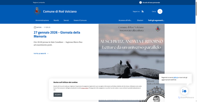 Security scan screenshot of https://www.comune.roevolciano.bs.it/