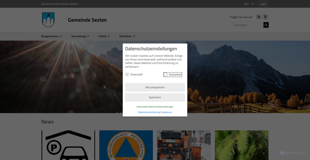 Security scan screenshot of https://www.comune.sesto.bz.it/de