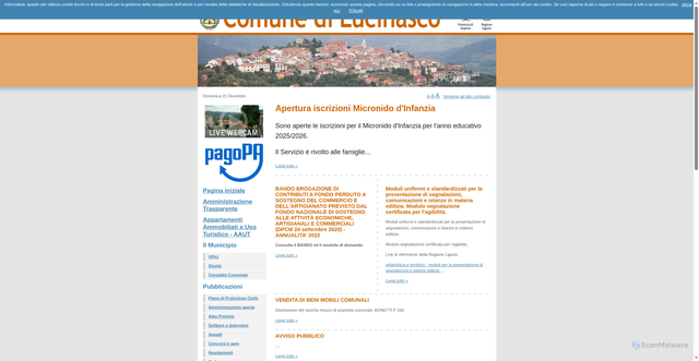 Security scan screenshot of https://www.comune.lucinasco.im.it/