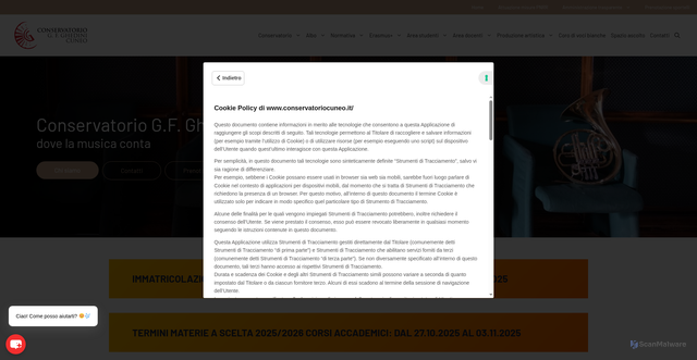 Security scan screenshot of https://www.conservatoriocuneo.it/