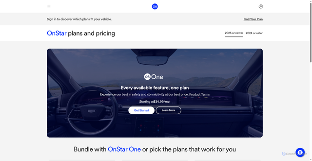 Security scan screenshot of https://shop.onstar.com