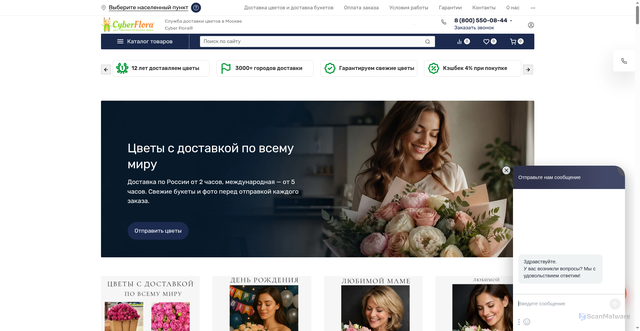 Security scan screenshot of https://cyber-flora.ru