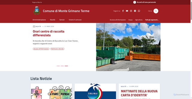 Security scan screenshot of https://www.comune.montegrimanoterme.pu.it