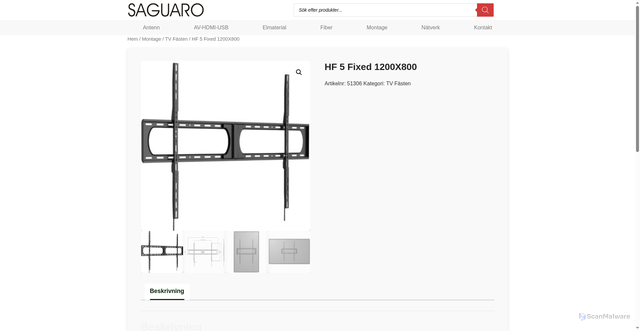 Security scan screenshot of https://saguaroab.se/produkt/hf-5-fixed-1200x800/