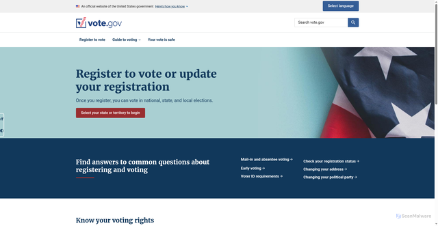 Security scan screenshot of https://vote.gov/