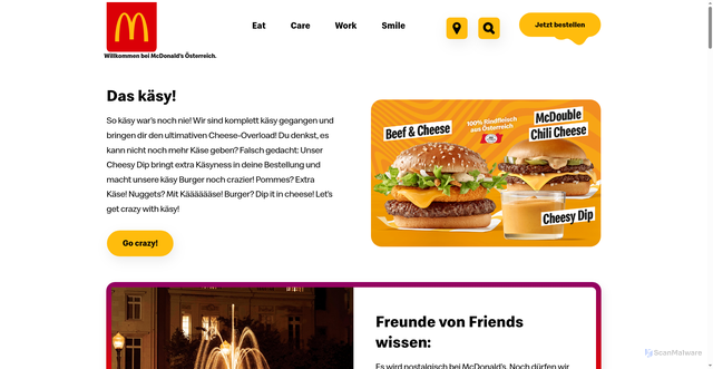 Security scan screenshot of https://mcdonalds.at