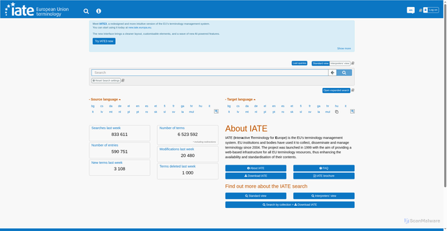 Security scan screenshot of https://iate.europa.eu