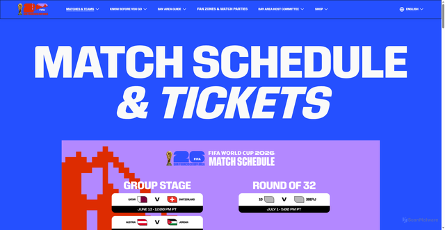 Security scan screenshot of https://www.sfbayareafwc26.com/matches-tickets
