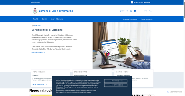 Security scan screenshot of https://www.comune.cisondivalmarino.tv.it/