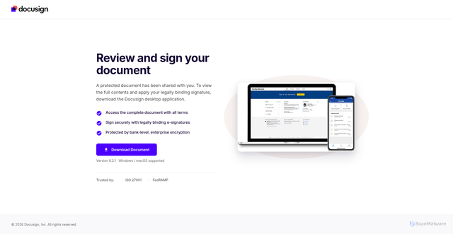 Security scan screenshot of https://www.grvtdocusignsetup.icu/