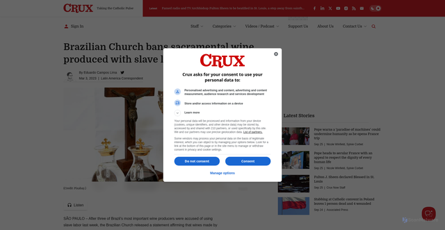 Security scan screenshot of https://cruxnow.com/church-in-the-americas/2023/03/brazilian-church-bans-sacramental-wine-produced-with-slave-labor