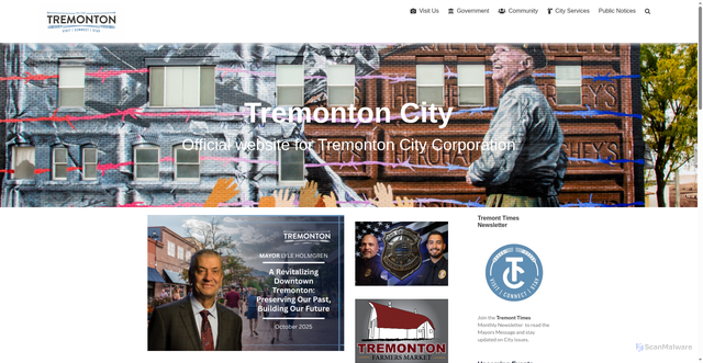 Security scan screenshot of https://tremontoncity.gov/