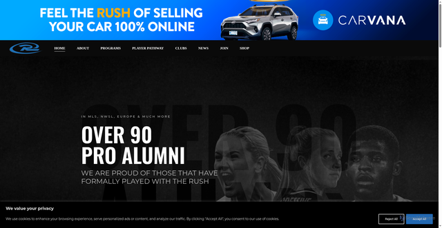 Security scan screenshot of https://rushsoccer.com/