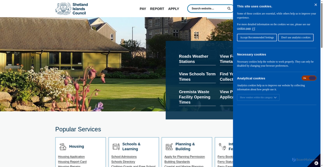 Security scan screenshot of https://www.shetland.gov.uk/