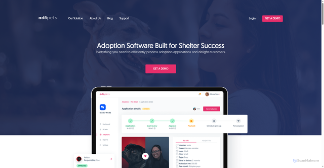 Security scan screenshot of https://adopets.com