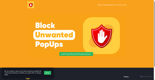 Security scan screenshot of https://popupblockergold.com