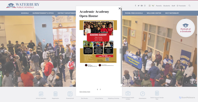 Security scan screenshot of https://www.waterbury.k12.ct.us/