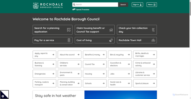 Security scan screenshot of http://www.rochdale.gov.uk