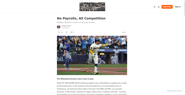 Security scan screenshot of https://howardbryant.substack.com/p/no-payrolls-all-competition