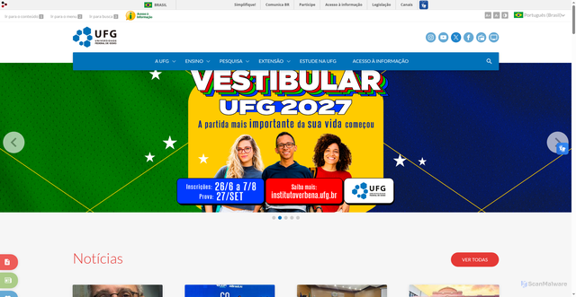 Security scan screenshot of http://www.ufg.br