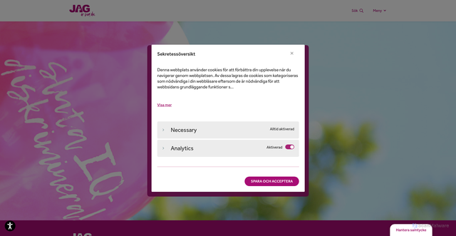 Security scan screenshot of https://jag.se