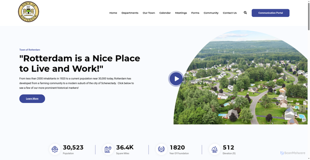 Security scan screenshot of https://townofrotterdam.gov/