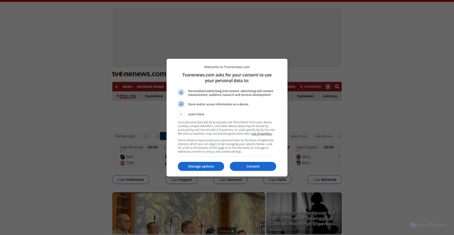 Security scan screenshot of https://tvonenews.com