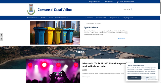 Security scan screenshot of https://www.comune.casalvelino.sa.it/