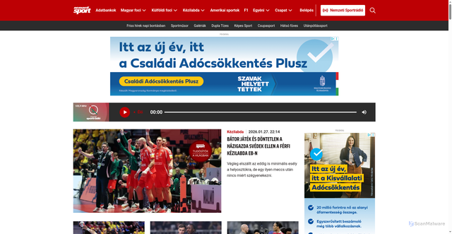 Security scan screenshot of https://www.nemzetisport.hu