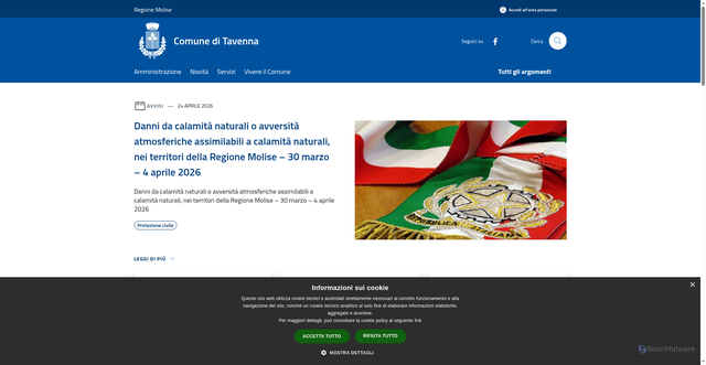 Security scan screenshot of https://www.comune.tavenna.cb.it