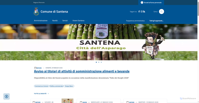Security scan screenshot of https://www.comune.santena.to.it