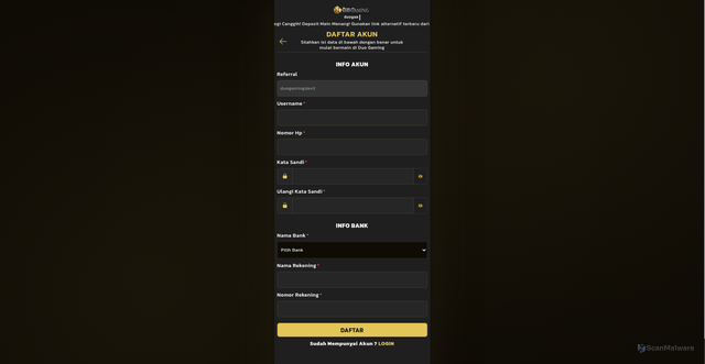 Security scan screenshot of https://duogaminglive.net/signup